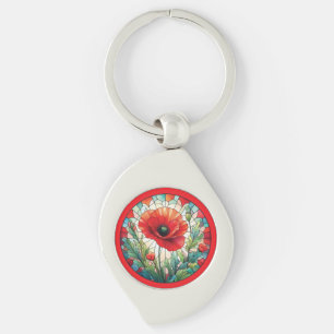Porte-clés Coquelicot en Verre Coloré