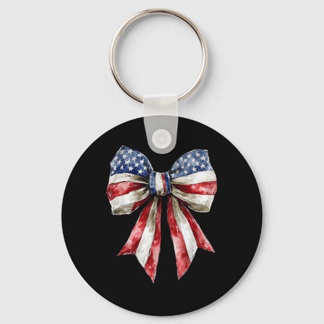 Porte-clés Coquette Américain Féminin 4 Juillet Drapeau Améri (Recto)