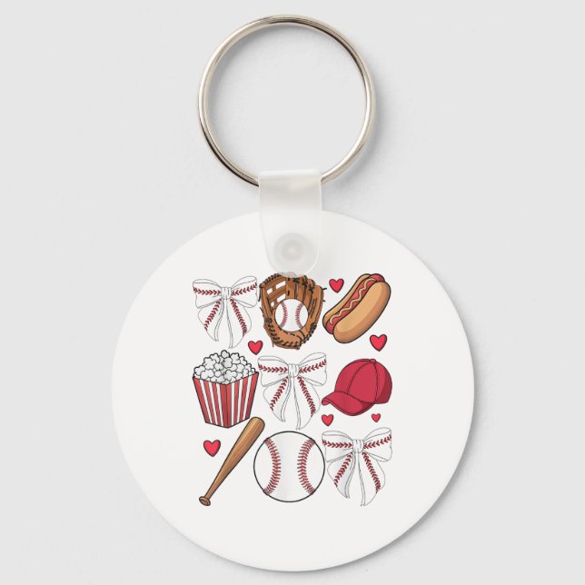 Porte-clés Coquette Baseball Femmes Bow Baseball Filles Cheer (Recto)