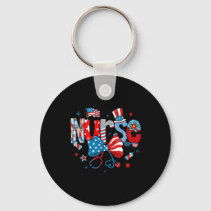 Porte-clés Coquette Bow 4 juillet Infirmière Infirmière Usa D