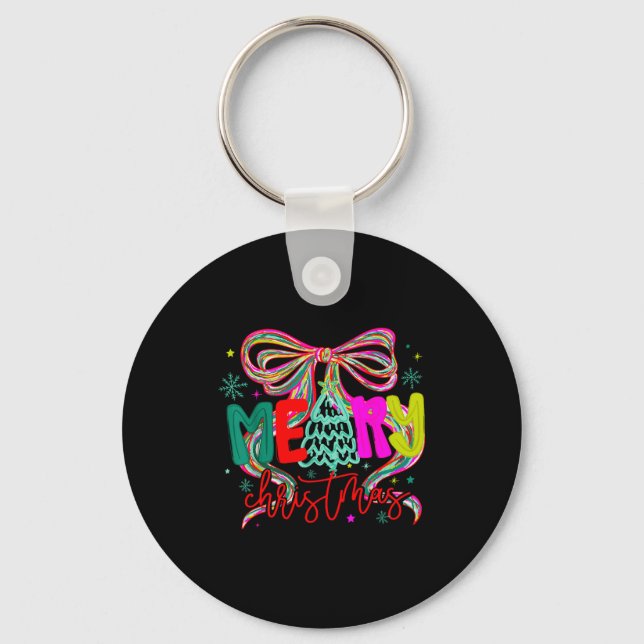 Porte-clés Coquette Bow Funny Merry Christmas Tree Cute Xmas  (Recto)