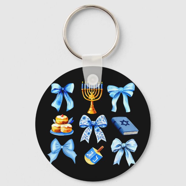 Porte-clés Coquette Bow Jewish Holiday Chanukah Hanukkah Meno (Recto)