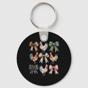 Porte-clés Coquette Bow Poulet de Noël ferme Animal mignonne 