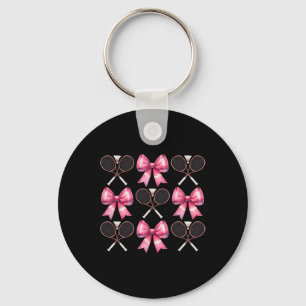 Porte-clés Coquette Bow Volant de badminton Raquette rose Rub