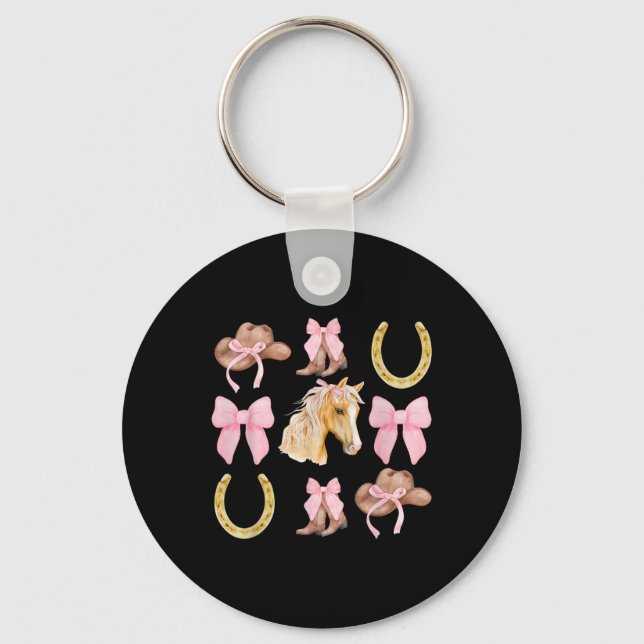 Porte-clés Coquette Cheval équitation Chevaux Fleurs sauvages (Recto)