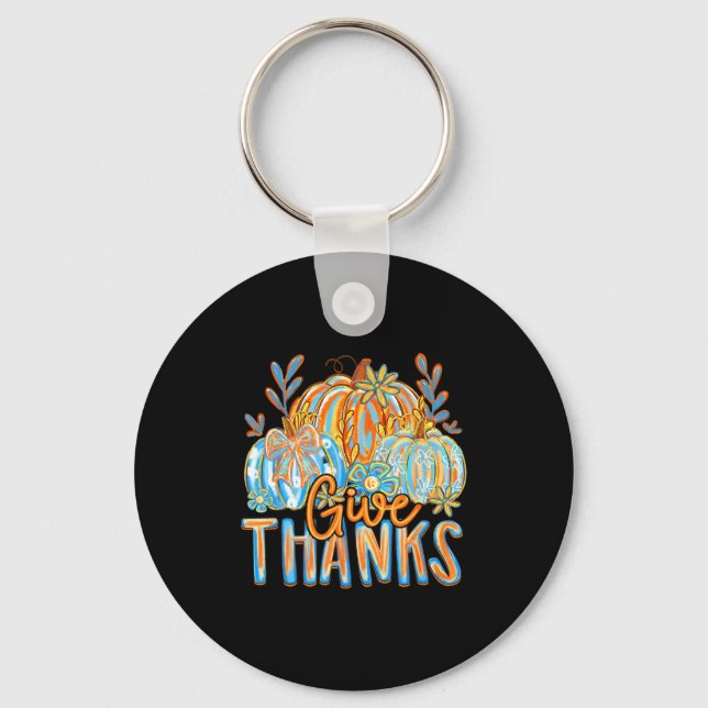 Porte-clés Coquette Give Thanks Christian Thanksgiving Floral (Recto)