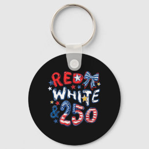 Porte-clés Coquette Rétro Rouge Blanc Et 250 Ans 1776-2026