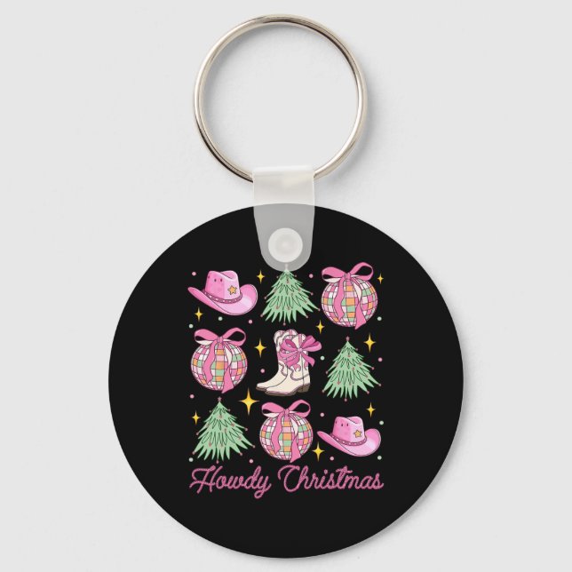Porte-clés Coquette rose de Noël Bow Xmas Tree (Recto)