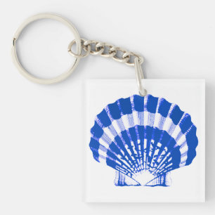 Porte-clés Coquillage - bleu cobalt et blanc