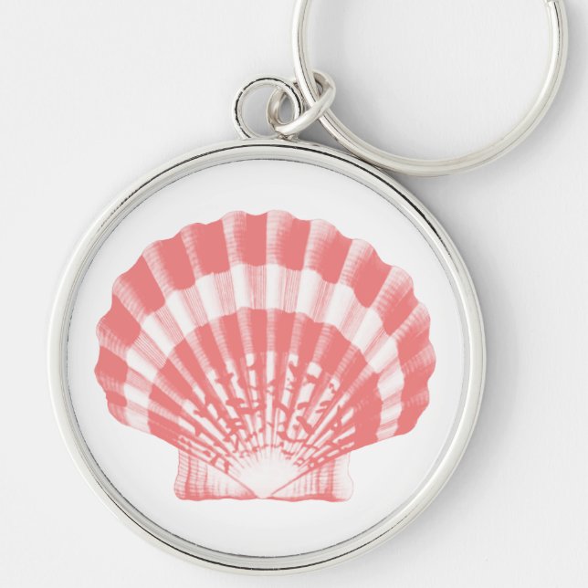 Porte-clés Coquillage - corail rose et blanc (Devant)