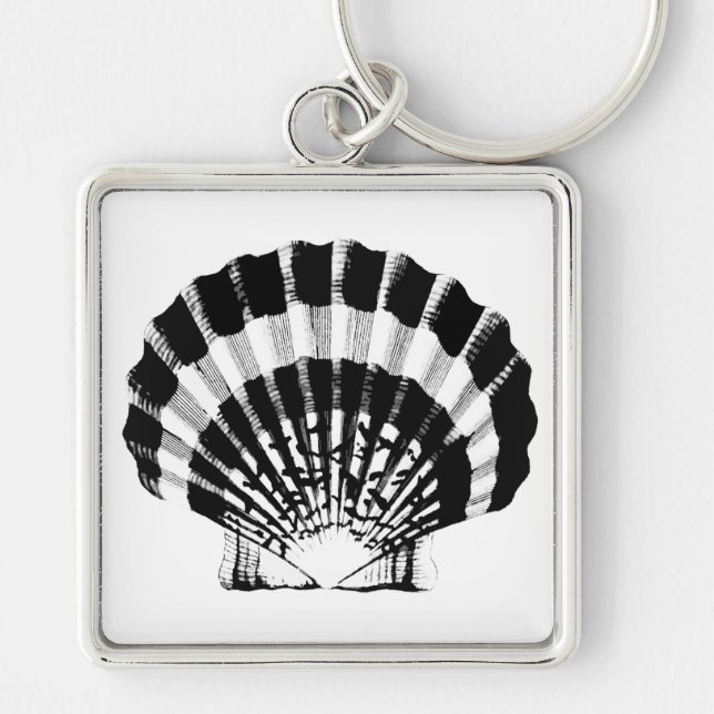 Porte-clés Coquillage - noir et blanc (Devant)