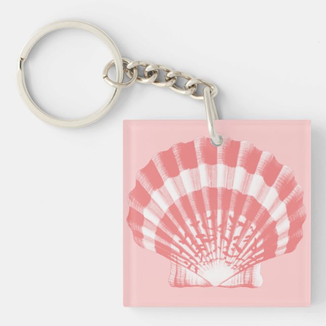 Porte-clés Coquillage - rose de corail et blanc (Devant)