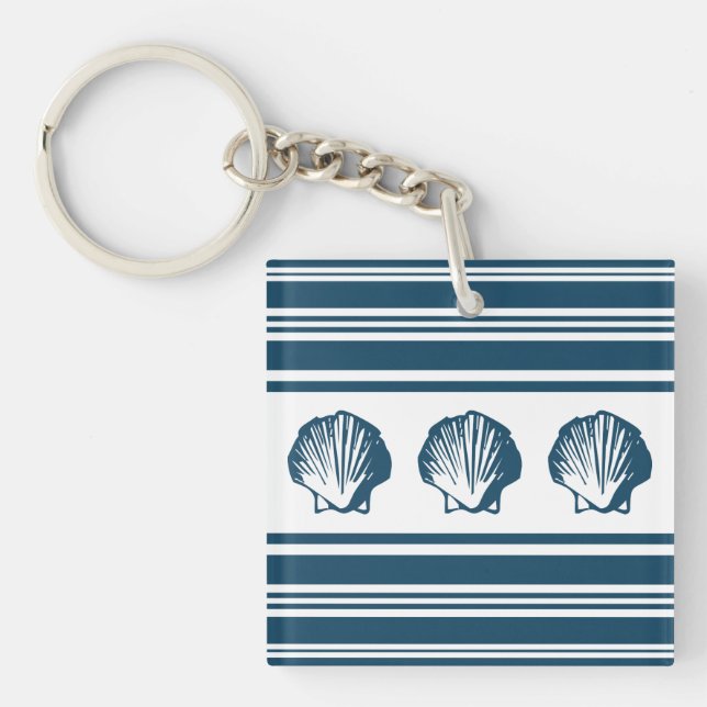 Porte-clés Coquillages et rayures (Devant)