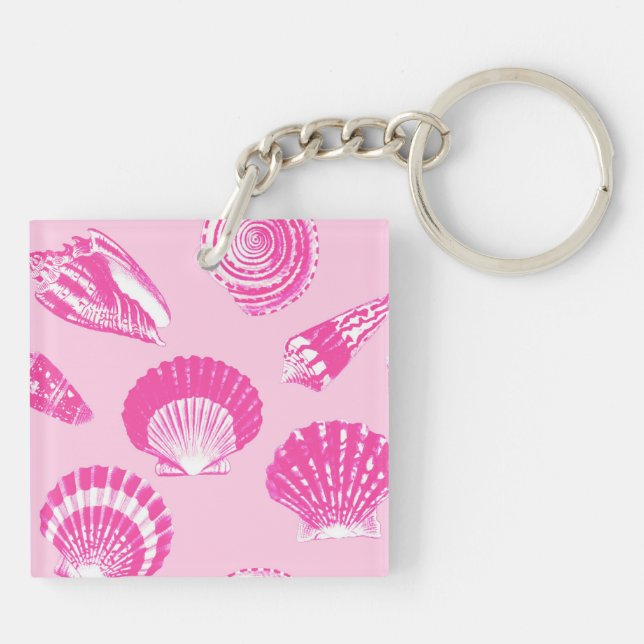 Porte-clés Coquillages - Fuchsia rose et blanc (Dos)