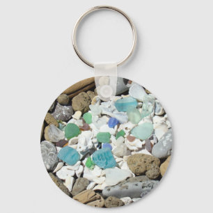 Porte-clés coquillages plage océan verre de mer