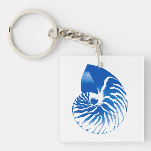 Porte-clés Coquille de Nautilus - bleu et blanc de cobalt (Devant)