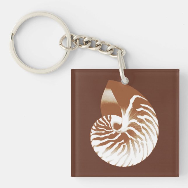 Porte-clés Coquille de Nautilus - cacao brun et blanc (Devant)