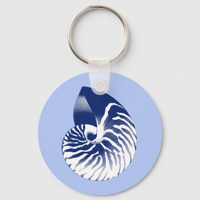 Porte-clés Coquille de Nautilus - marine, blanc & bleu clair (Recto)