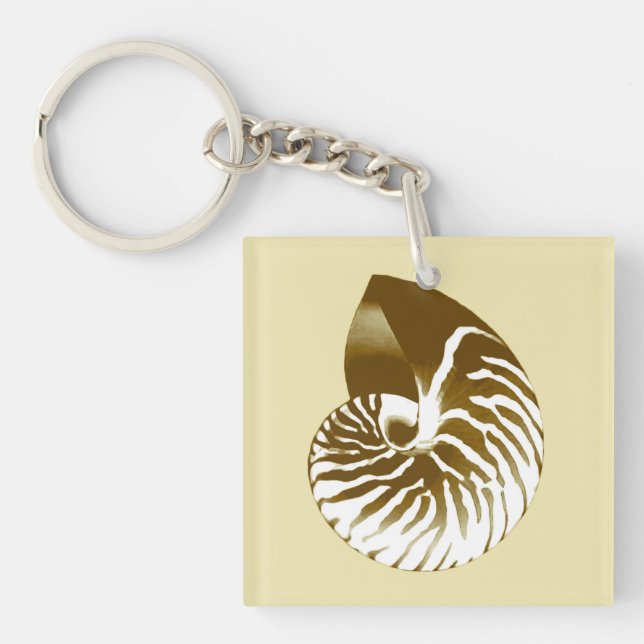 Porte-clés Coquille de Nautilus - marron, blanc et beige (Devant)
