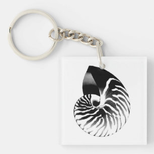 Porte-clés Coquille de Nautilus - noir, gris et blanc