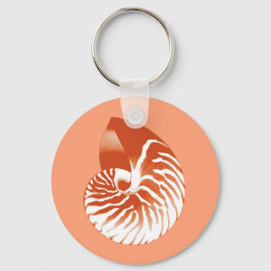 Porte-clés Coquille de Nautilus - terre cuite et blanc