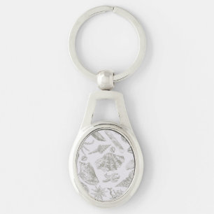 Porte-clés Coquilles de mer gris sauge doux croquis Antique N