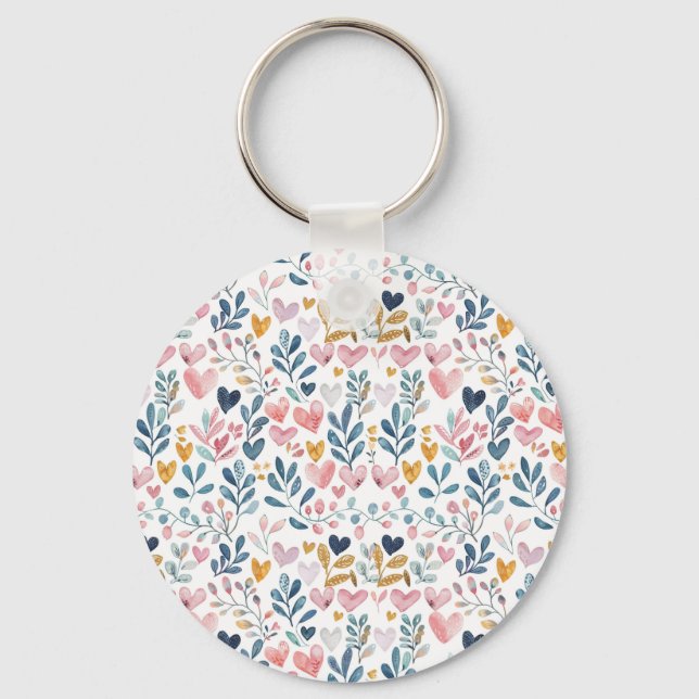 Porte-clés Corações em aquarela (Recto)