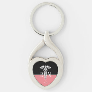 Porte-clés Corail argenté Médicale de monogramme de caducé