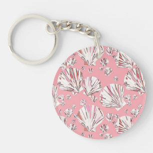 Porte-clés Corail, coquillages blancs et roses, arrière - pla