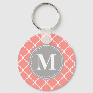 Porte-clés Corail rose latex marocain Gris Monogramme