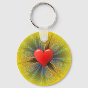 Porte-clés Coral Kaleidoscope Heart Keychain