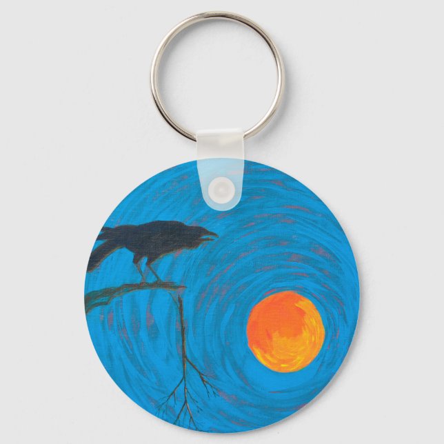 Porte-clés Corbeau et Pleine lune (Recto)