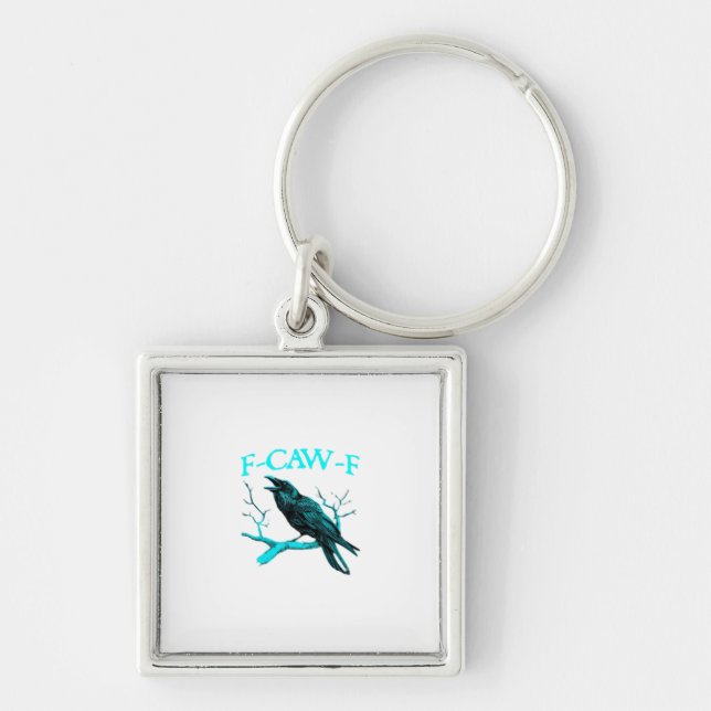 Porte-clés Corbeau F-Caw-F Drôle D'oiseau Rétro (Devant)