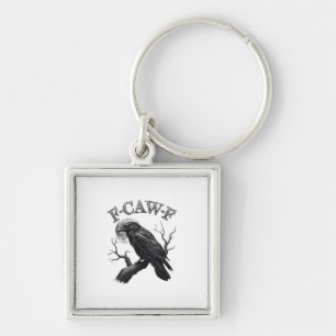 Porte-clés Corbeau, F-Caw-F Drôle Oiseau Lune Gothique Humour