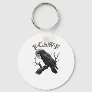 Porte-clés Corbeau, F-Caw-F Drôle Oiseau Lune Gothique Tri-Bl
