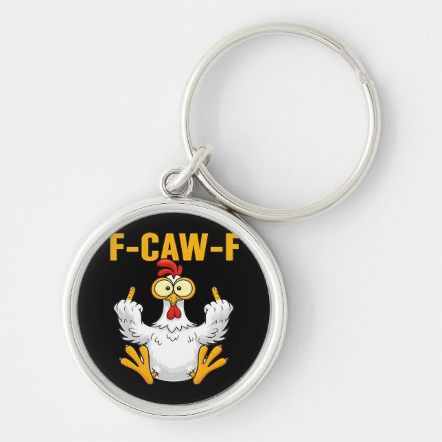 Porte-clés Corbeau F-Caw-F Humour Drôle Gothique (Devant)
