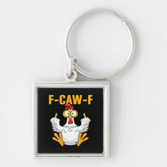 Porte-clés Corbeau F-Caw-F Humour Drôle Gothique (Devant)