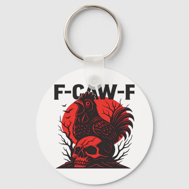 Porte-clés Corbeau F-Caw-F Humour Gothique Drôle (Recto)