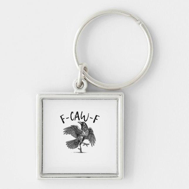 Porte-clés Corbeau, F-Caw-F Oiseau Drôle (Devant)