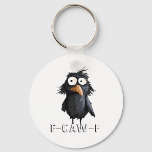 Porte-clés Corbeau, F-Caw-F Oiseau Drôle F-Caw-F Vache Humour