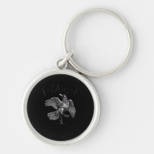 Porte-clés Corbeau, F-Caw-F Oiseau Drôle Graphique Rétro