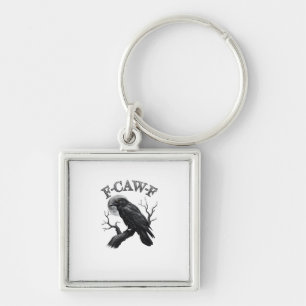 Porte-clés Corbeau, F-Caw-F Oiseau Drôle Lune Gothique Tri-Bl