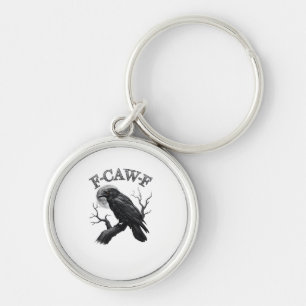 Porte-clés Corbeau, F-Caw-F Oiseau Drôle Lune Gothique Tri-Mé