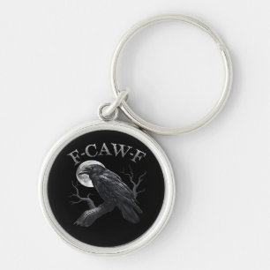 Porte-clés Corbeau F-Caw-F Oiseau Drôle Lune Rétro Classique