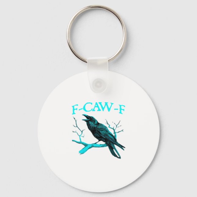 Porte-clés Corbeau F-Caw-F Oiseau Drôle Rétro (Recto)