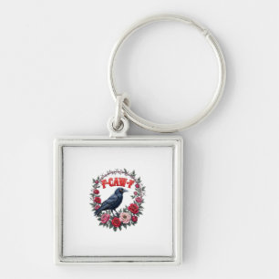 Porte-clés Corbeau gothique drôle Halloween F Caw F vintage