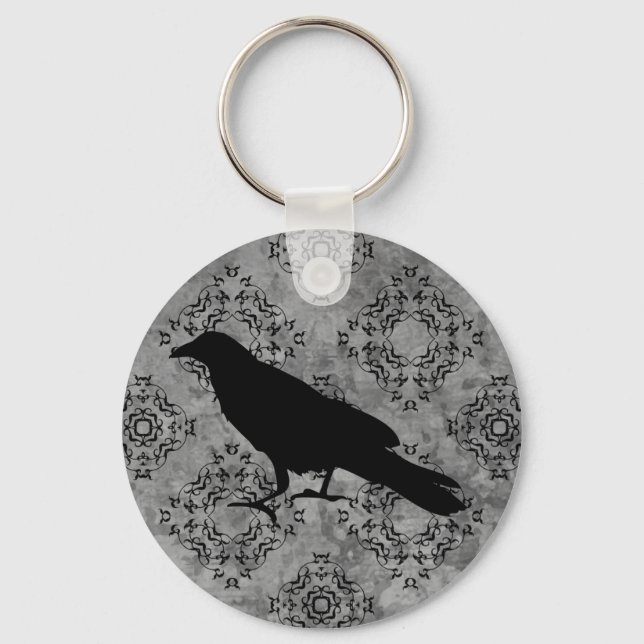 Porte-clés Corbeau gothique victorien élégant (Recto)