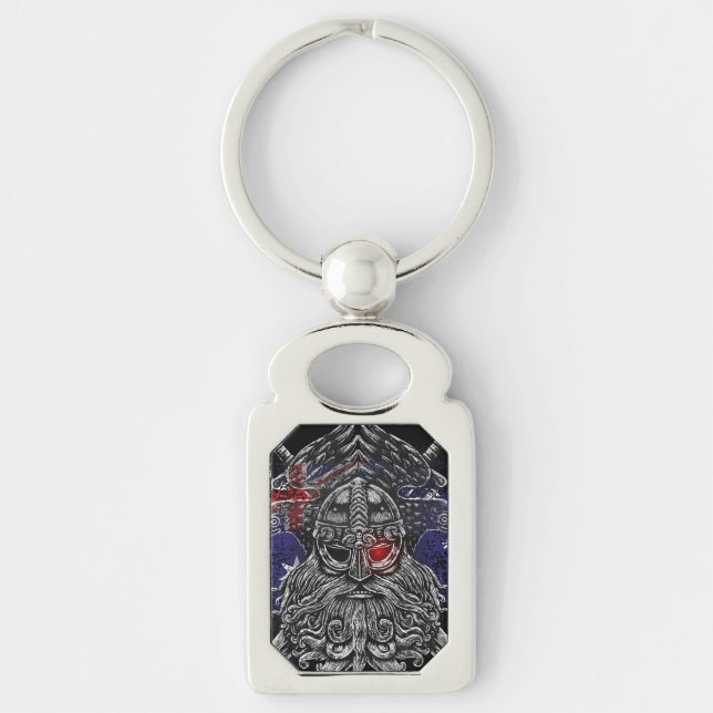 Porte-clés Corbeaux d'Odin épées Mythologie Viking drapeau Au (Devant)