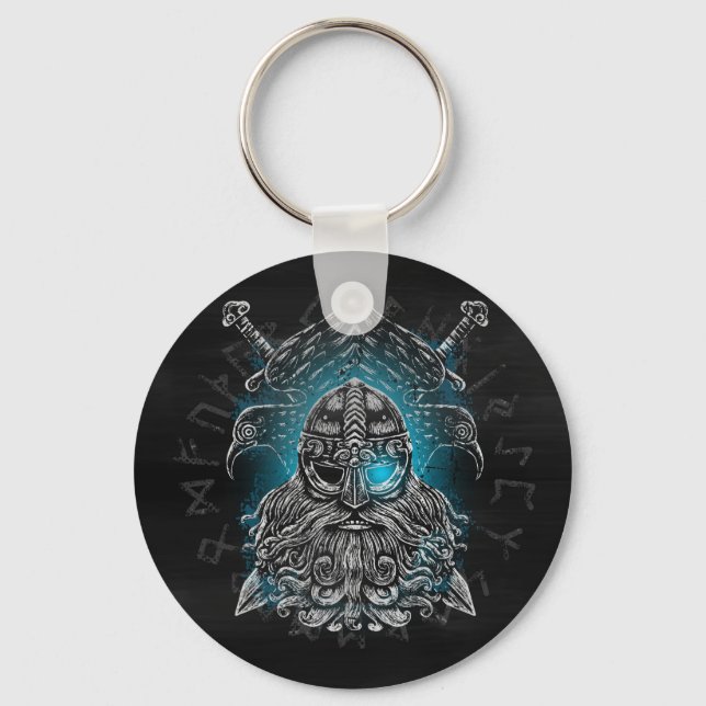Porte-clés Corbeaux d'Odin Mythologie Viking Valhalla attend (Recto)