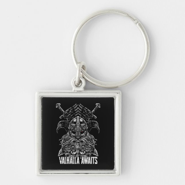 Porte-clés Corbeaux d'Odin Mythologie Viking Valhalla attend (Devant)